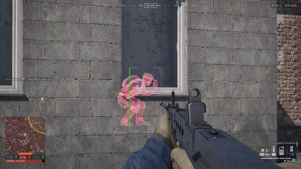 Battlefield 6 gameplay with player ESP box and name label on an enemy.